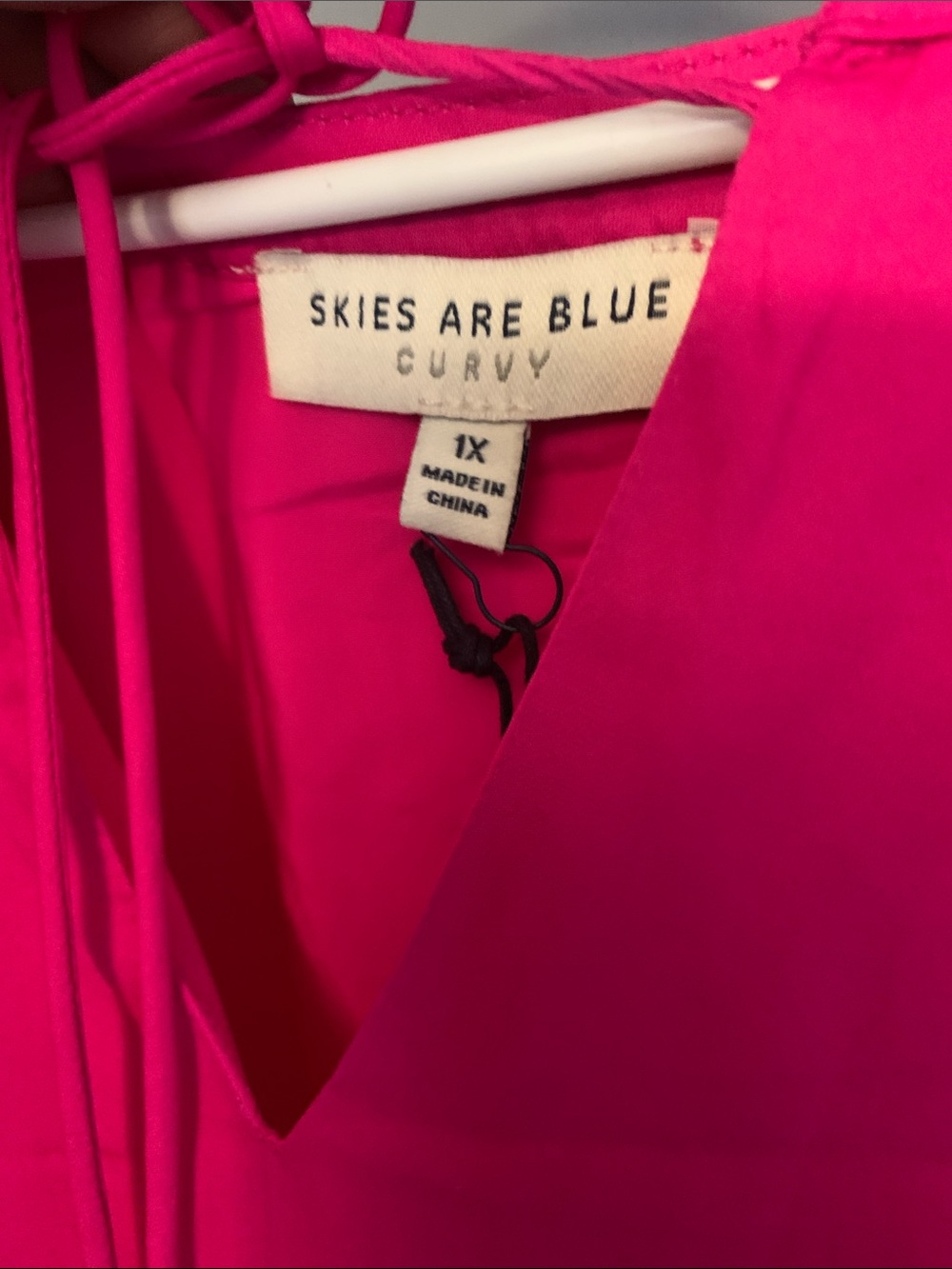 Skies Are Blue Curvy Vibrant Hot Pink V-Neck Dress